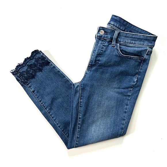 Talbots Flawless Dark Taylor Wash Embroidered Scallop-Hem Slim Ankle Jeans - Picture 7 of 7